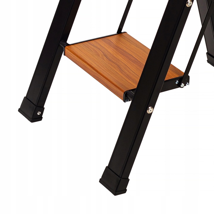 Drabina aluminiowa domowa składana 4 stopniowa LEMAR drewno Slim Space