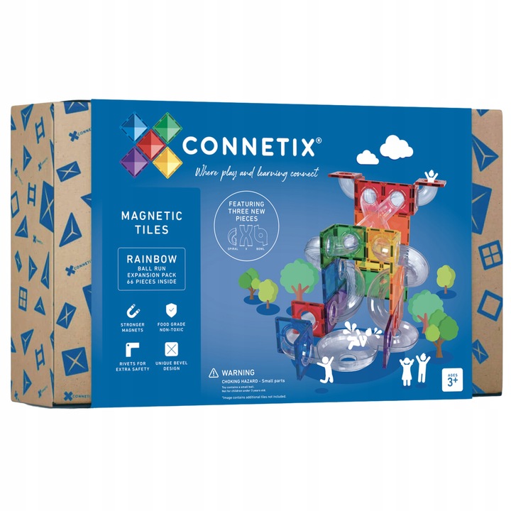 Connetix: klocki magnetyczne edukacyjne kulodrom 66 el. Ball Run Expantion