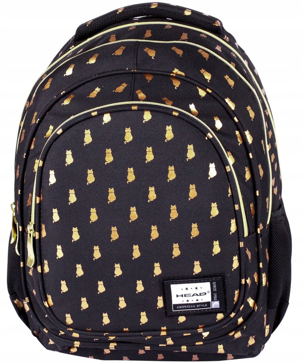 PLECAK TORNISTER SZKOLNY Z KOTKIEM KOT CZARNY ZŁOTY GOLDEN KITTY