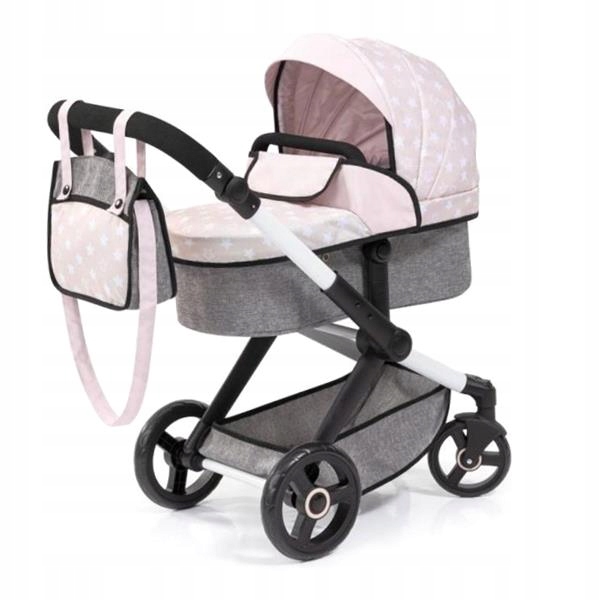 WÓZEK DLA LALEK SZARO-RÓŻOWY XEO