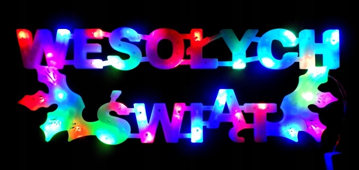 OZDOBA ŚWIĄTECZNA LED WESOŁYCH ŚWIĄT MULTIKOLOR WEWNĄTRZ POMIESZCZENIA