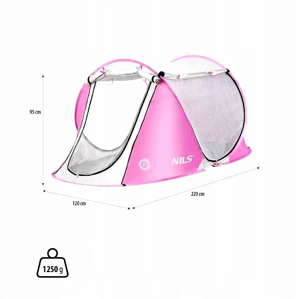 Namiot Plażowy Samorozkładający się dla Dzieci Różowy NILS Lekki POP-UP