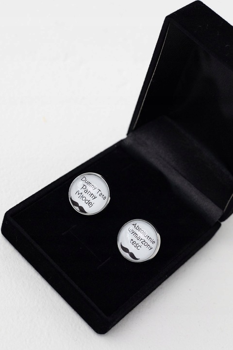 Spinki dla taty do mankietów w etui ślub prezent tata teść