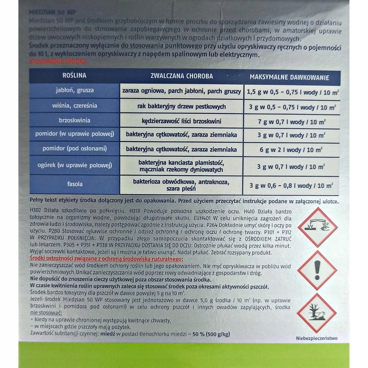 MIEDZIAN 50WP Środek Grzybobójczy+MOSPILAN 20 SP Owadobójczy Na Szkodniki