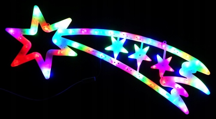 KOMETA OZDOBA ŚWIĄTECZNA W OKNO MULTIKOLOR LED 58 CM