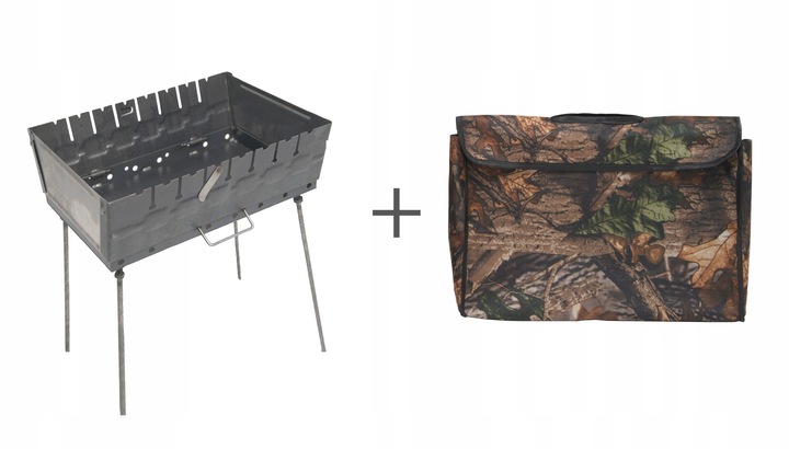 MANGAL 2MM NA 8 SZASZLYKÓW GRILL WEGLOWY GRILL SKLADANY MANGAL + POKROWIEC