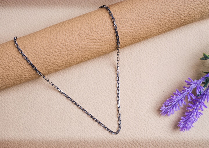 Łańcuszek srebro pr. 925 Oksydowany Splot Ankier do Wisiorków| 50 cm x 3 mm