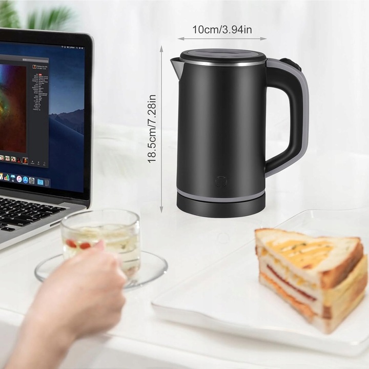 CZAJNIK ELEKTRYCZNY TURYSTYCZNY PODRÓŻNY CICHY MAŁY 600 W 0,8L CZARNY