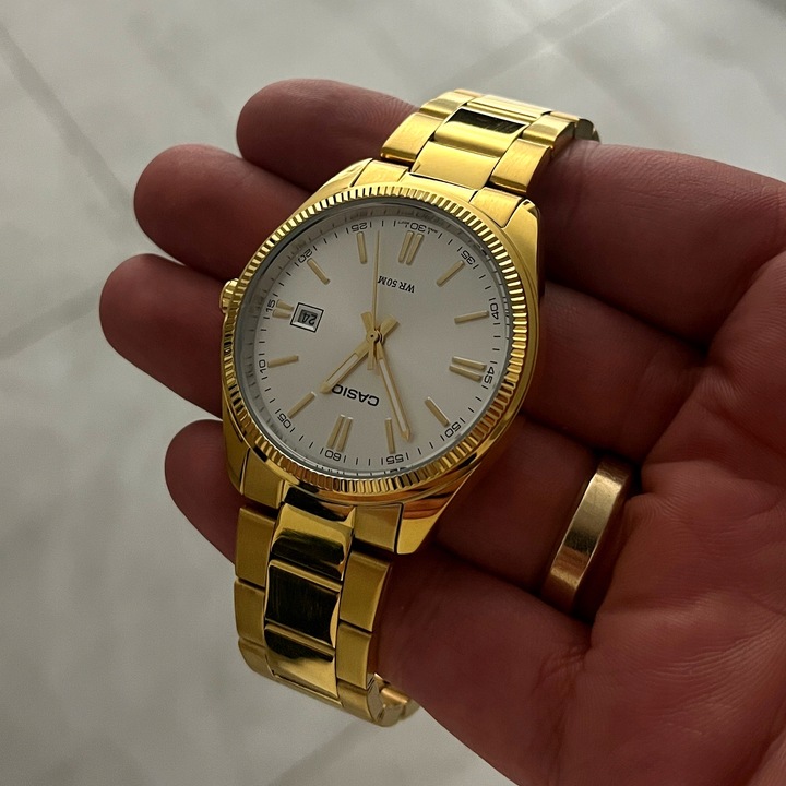 LUKSUSOWY ZEGAREK MĘSKI CASIO POZŁACANY PRAWDZIWYM 24K ZŁOTEM + GRAWER