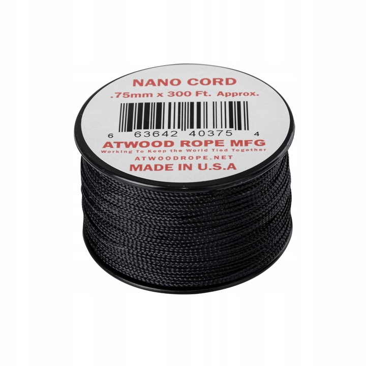 Linka Atwood Rope Nano Cord 0,75mm/91m Czarna