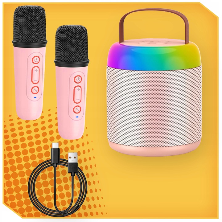 ZESTAW KARAOKE 2 MIKROFONY + GŁOŚNIK BEZPRZEWODOWY BLUETOOTH SUPER DŹWIĘK