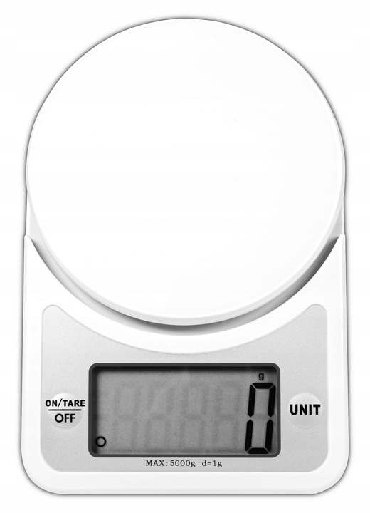 WAGA KUCHENNA ELEKTRONICZNA PRECYZYJNA Z MISĄ BIAŁA LCD ZESTAW 1G / 5KG