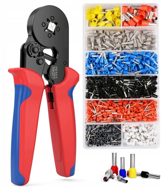 PRASKA ZACISKARKA DO KONEKTORÓW TULEJEK KABLI PRZEWODÓW 1200 SZTUK TULEJEK