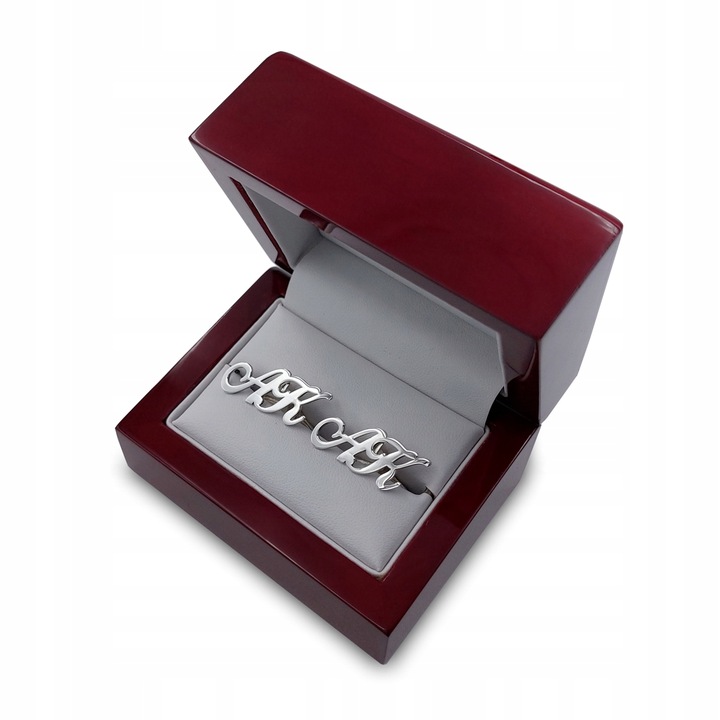 Srebrne spinki do mankietów inicjały na Prezent