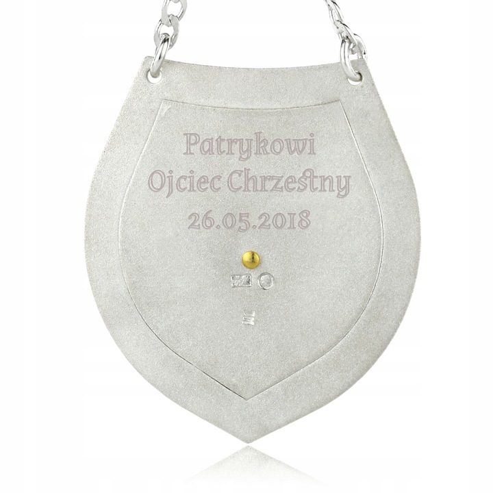 Srebrny Ryngraf z Matką Boska Pamiątka Chrztu Świętego Grawer dla Dziecka