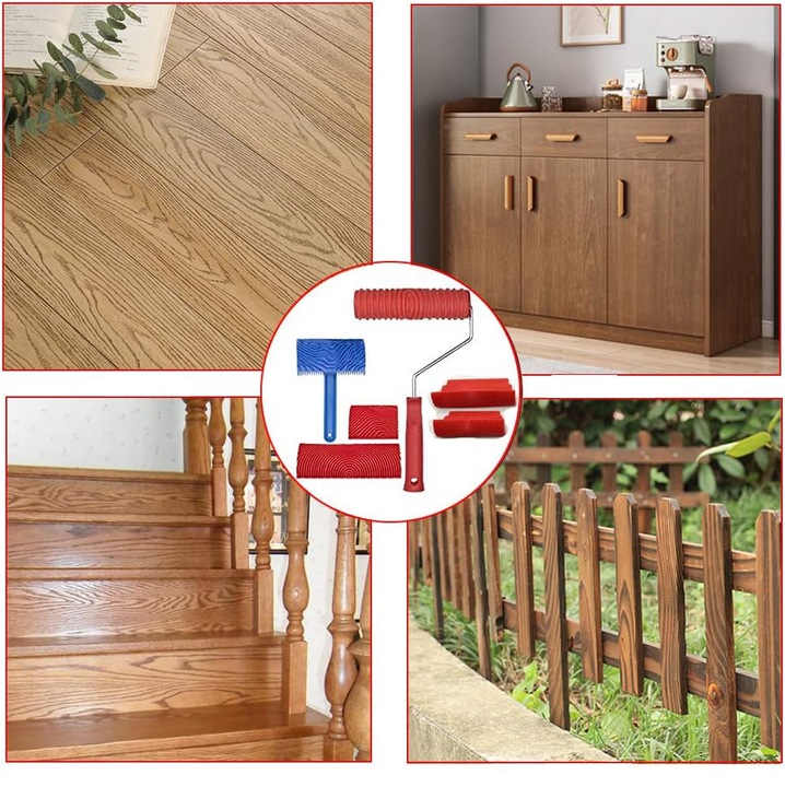 Stemple Wałek wyciskanie imitacji drewna 6 szt,MS3/MS21/MS17