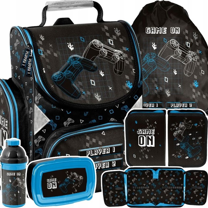 TORNISTER SZKOLNY ZESTAW 5-elem. dla chłopca GRACZA PADY GRY GAME PASO