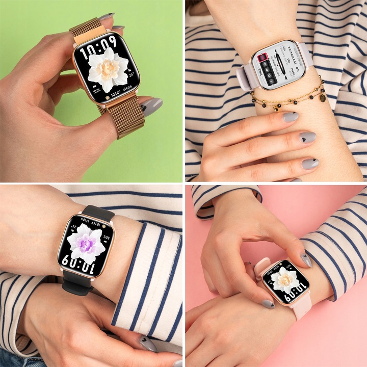 SMARTWATCH ZEGAREK DAMSKI POLSKIE MENU ROZMOWY SPORT AMOLED 4 PASKI