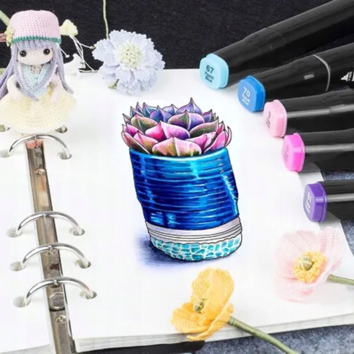 Zestaw 168 Dwustronnych Markerów Alkoholowych Pro z Praktyczną Torbą