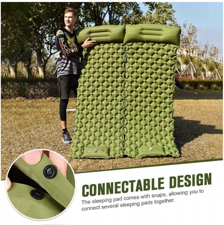 DMUCHANA MATA Z WBUDOWANĄ POMPKĄ KARIMATA LEKKI GRUBY WYGODNY MATERAC ŁÓŻKO