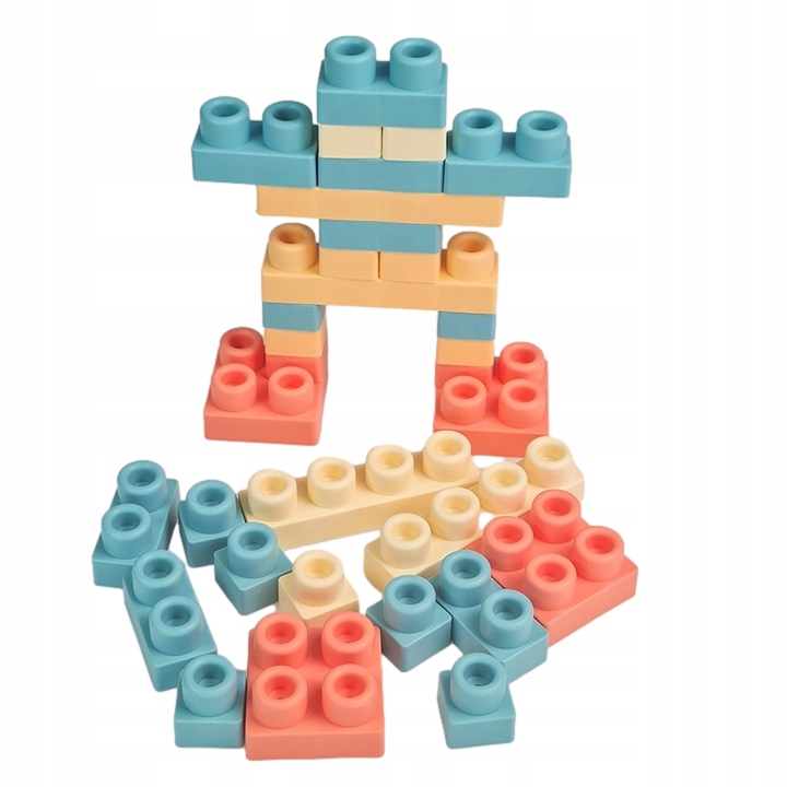 KLOCKI GUMOWE MIĘKKIE SENSORYCZNE KONSTRUKCYJNE DUŻE zestaw XXL 96 el