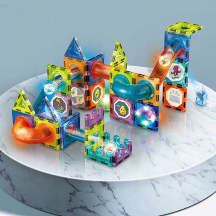 KLOCKI MAGNETYCZNE DLA DZIECKA KONSTRUKCYJNE 3D EDUKACYJNE TOR KULKOWY 42EL