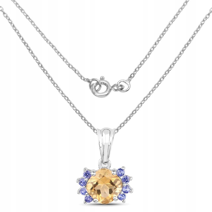 NATURALNY CYTRYN TANZANIT SREBRNY WISIOREK