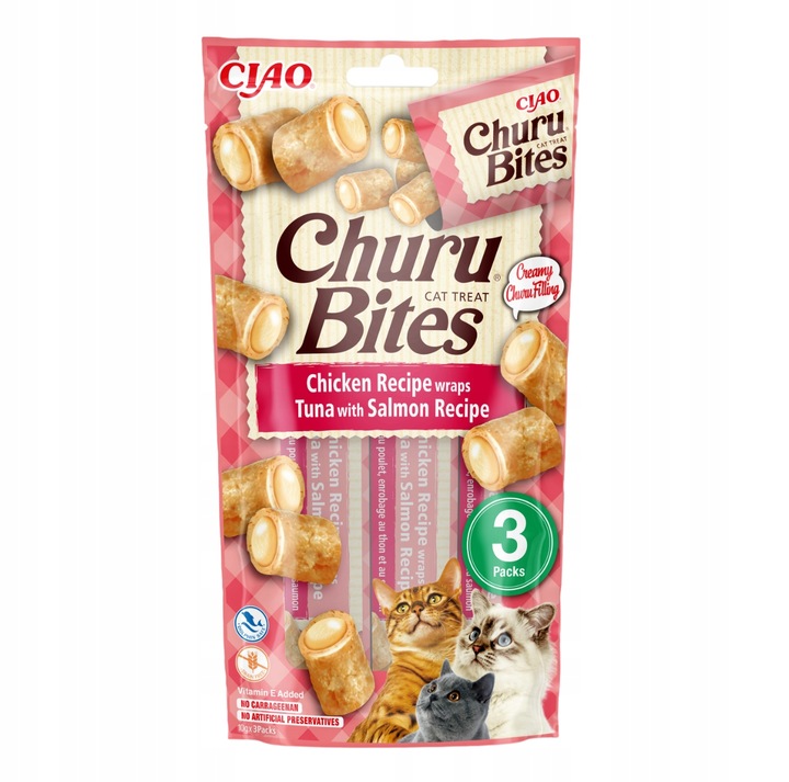INABA CAT CHURU BITES CHICKEN Przysmaki dla Kota ZESTAW 4 opak. x (3x10g)