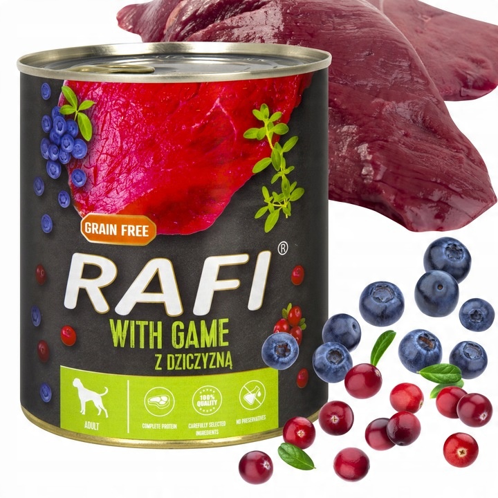 Karma mokra dla psa Dolina Noteci RAFI PREMIUM MIX smaków 24x800g