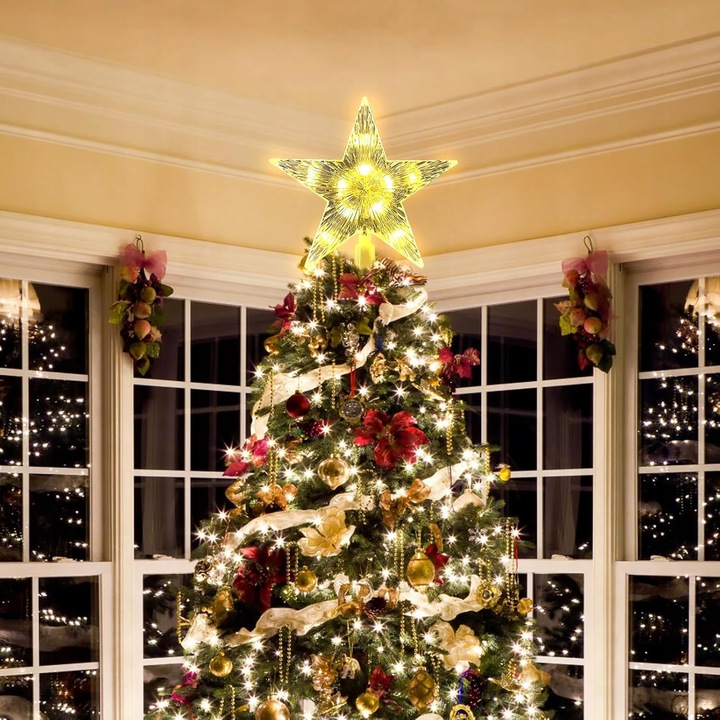 Gwiazda Czubek 31 Led Biały Ciepły na Choinkę Święta Świecąca Ozdoba Szpic