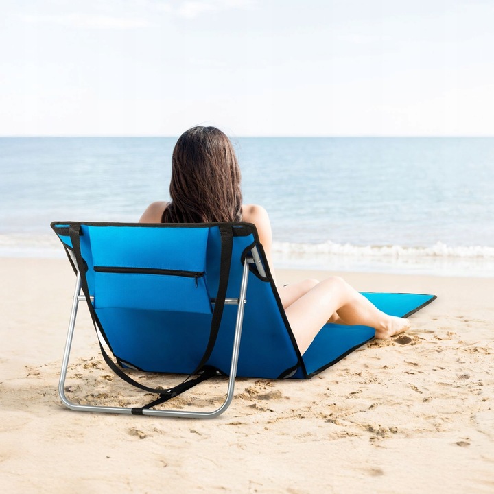 MATA PLAŻOWA Z OPARCIEM REGULOWANY LEŻAK PLAŻOWY SKŁADANY OUTTEC