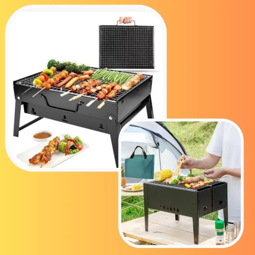 SKŁADANY PRZENOŚNY GRILL TURYSTYCZNY + LATARKA