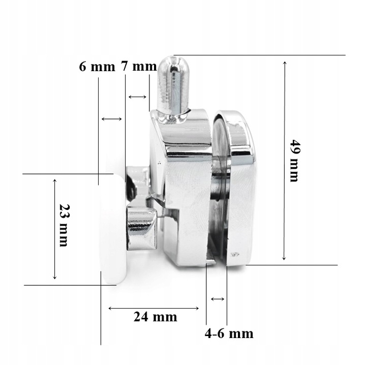 Komplet rolek kółek do drzwi kabiny prysznicowej górnych dolnych 23mm 8 szt