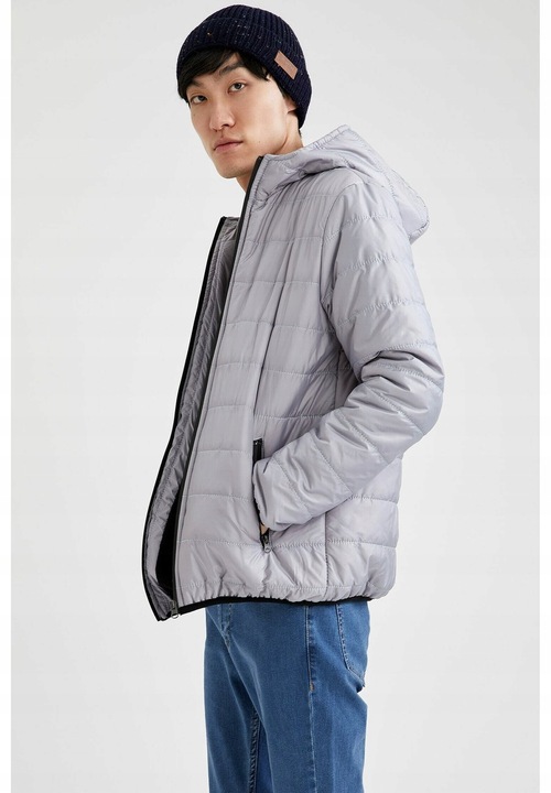 DEFACTO SZARA KURTKA MĘSKA PIKOWANA S 1BDC