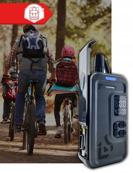 KOMPRESOR SAMOCHODOWY Pompka Elektryczna Sprężarka do kół 8V 4000mAh LCD