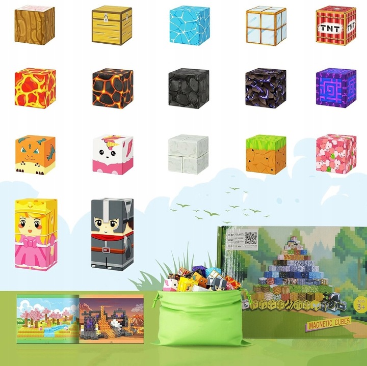 KLOCKI MAGNETYCZNE bloki MOCNE na magnes Zestaw 79 sztuk KLOCKÓW