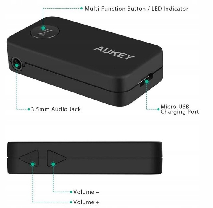 BEZPRZEWODOWY ODBIORNIK NADAJNIK TRANSMITER BLUETOOTH JACK Aukey BR-C2