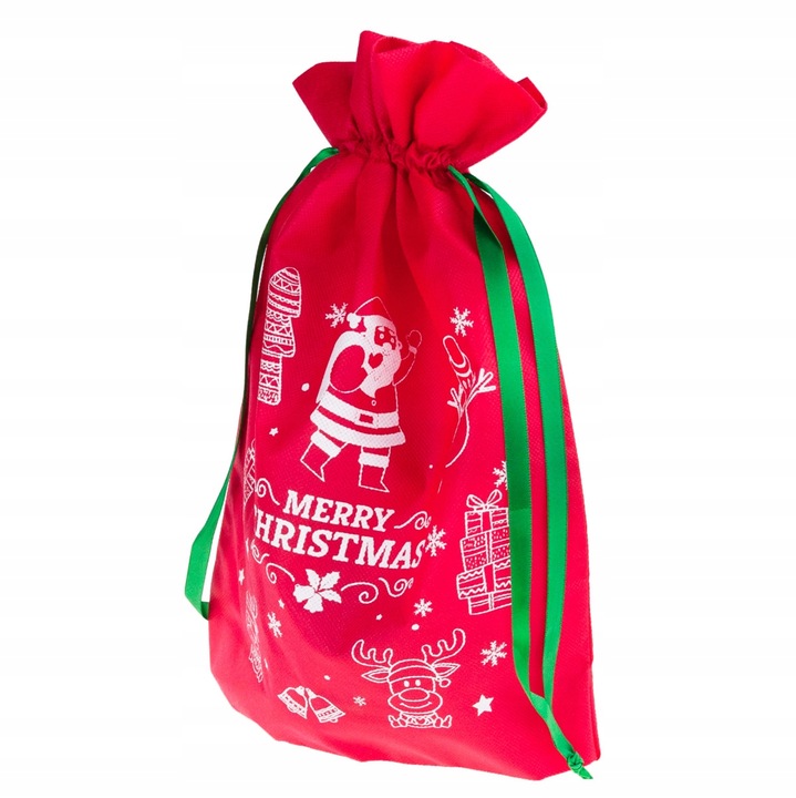 WOREK PREZENTY MIKOŁAJA świąteczny święta CZERWONY ZIELONY torebki 8szt