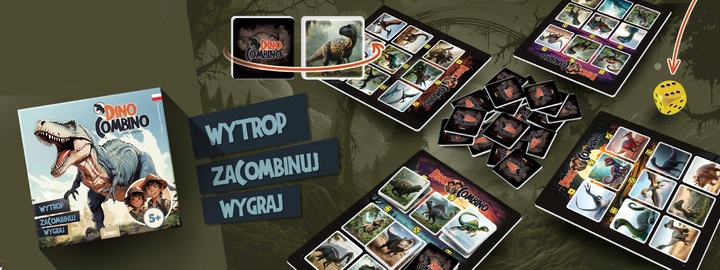 GRA PLANSZOWA DINO COMBINO gra dla wszystkich miłośników dinozaurów +5 lat