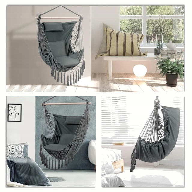 HAMAK HUŚTAWKA KRZESŁO BRAZYLIJSKIE FOTEL WISZĄCY XXL OGRODOWY BUJANY 150KG