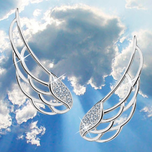 KOLCZYKI SREBRNE NAUSZNICE SKRZYDŁA RODOWANE KOLCZYKI SREBRO PRÓBA 925