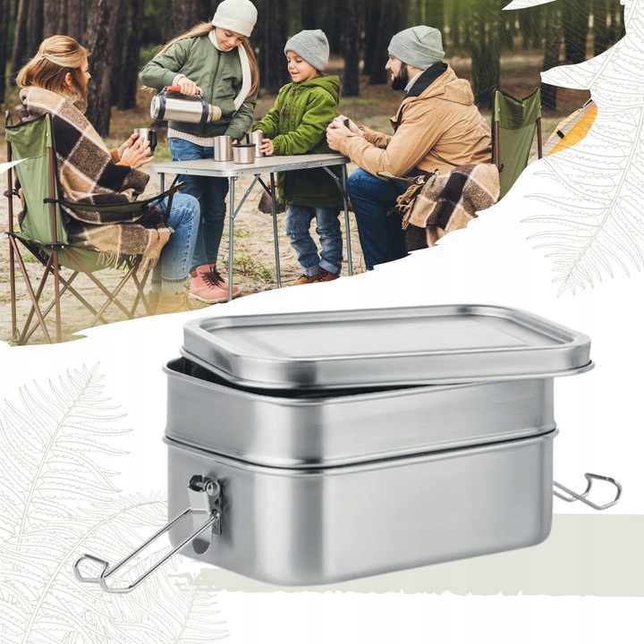 LUNCH BOX 1200 ML POJEMNIK obiadowy NA JEDZENIE 2 KOMORY góry PIKNIK