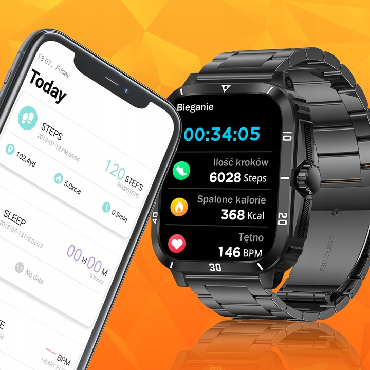 Smartwatch Zegarek Męski Wodooporny PL Menu Rozmowy Smart Watch 3 Paski