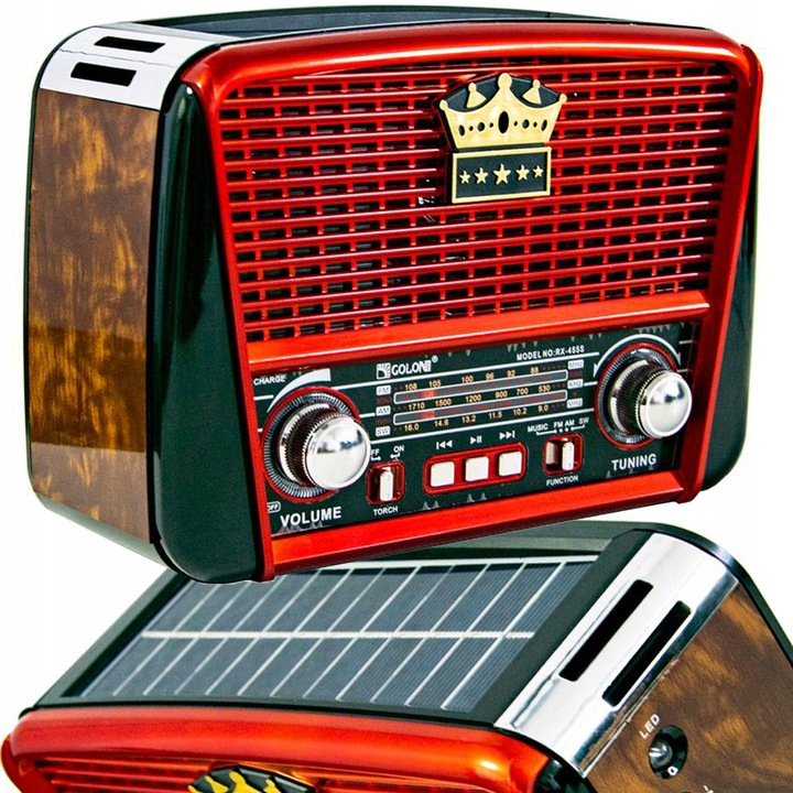 RADIO RETRO SOLARNE AKUMULATOR USB BLUETOOTH