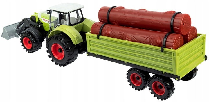 Duży Traktor z Przyczepą Ciągnik NAPĘD Ruchome elementy Otwierane drzwi