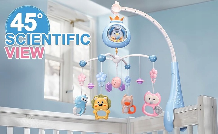 KARUZELA DO ŁÓŻECZKA Z PROJEKTOREM I POZYTYWKĄ 3w1 LAMPKA NOCNA PILOT