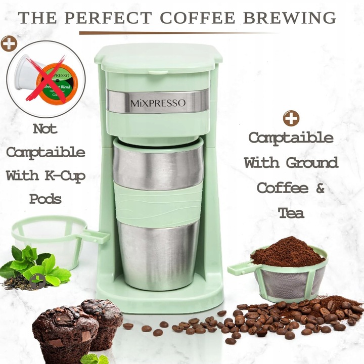 EKSPRES PRZELEWOWY Z KUBKIEM TERMICZNYM CUCINOVA ZIELONY