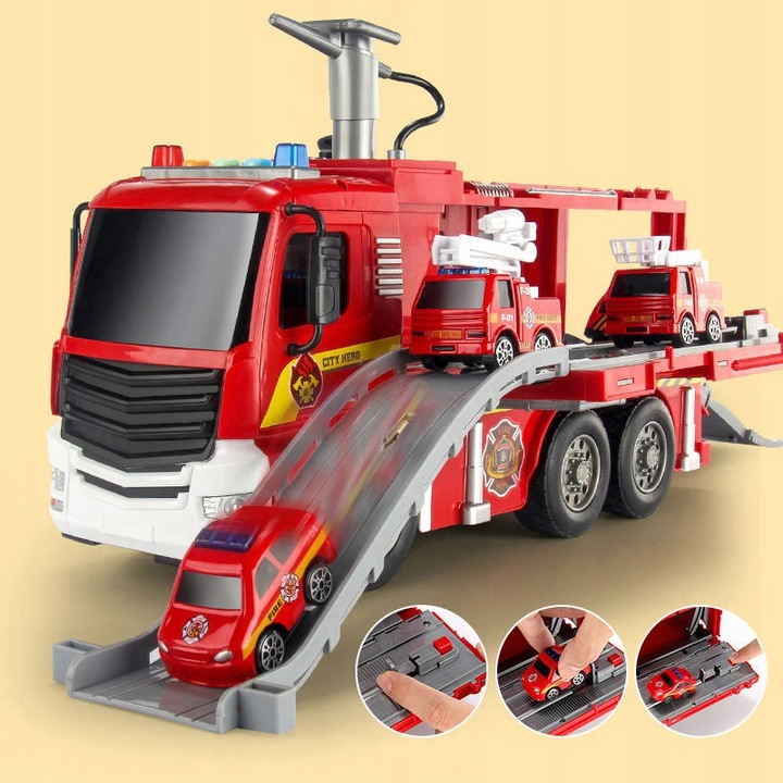 STRAŻ POŻARNA WÓZ SAMOCHÓD STRAŻACKI Z NAPĘDEM LEJE WODĄ ŚWIATŁO DŹWIĘK