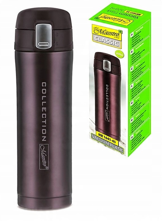Elegancki Brązowy KUBEK TERMICZNY 450ML TERMOS Stalowy Bidon Maestro Brown