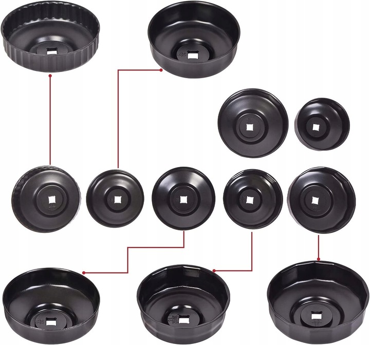 ZESTAW KLUCZY NASADEK W WALIZCE DO ODKRĘCANIA FILTRÓW OLEJU 15 ELEMENTÓW